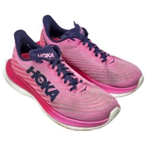 Hoka Mach 5 Women Running Shoes Pink Navy Lace Up Athletic Sneakers Size 7.5B